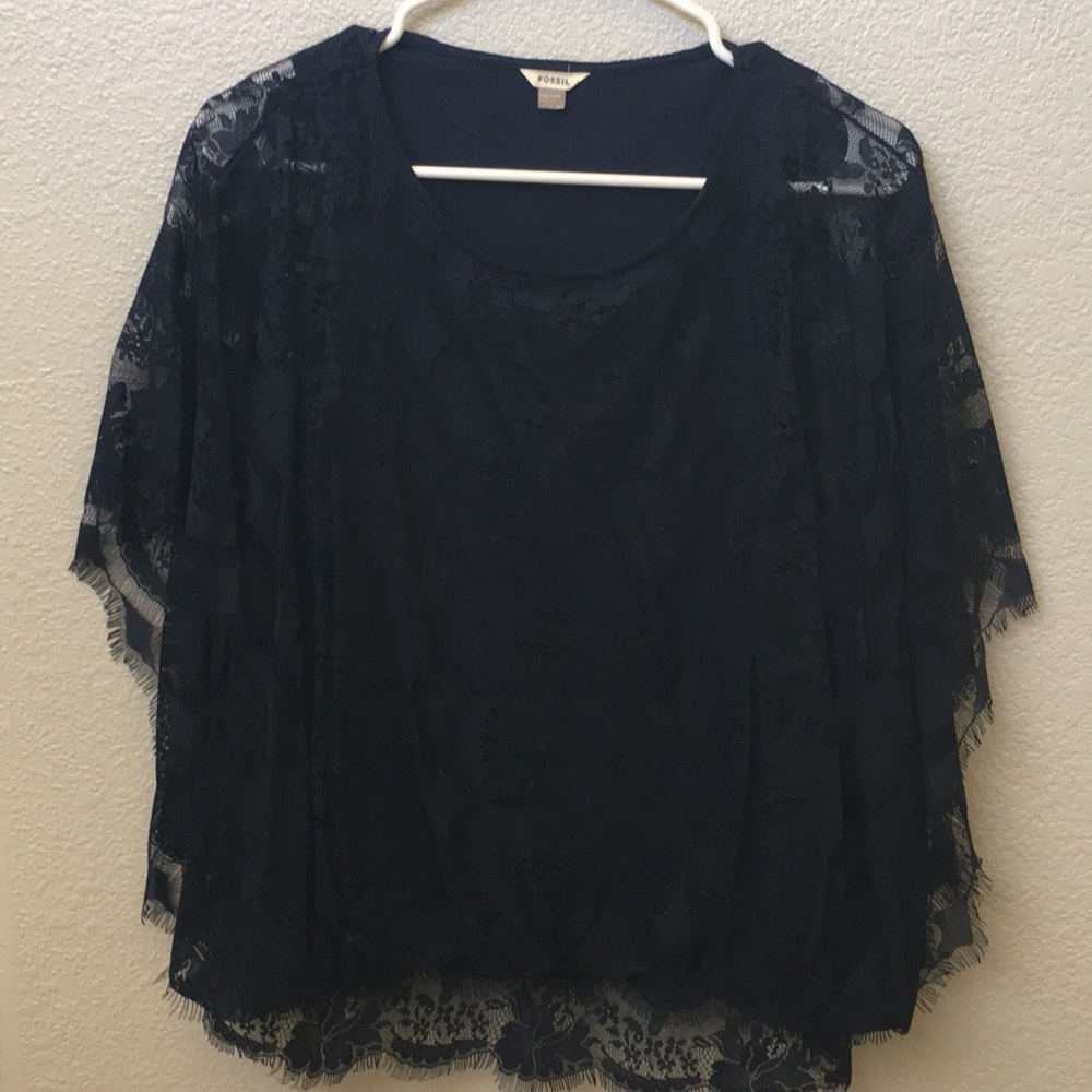 Fossil blouse navy size medium